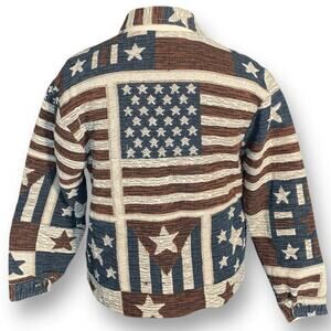 Vintage Star-Spangled Bomber Jacket - Blue, Brown, Cream